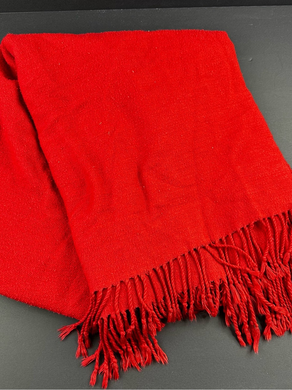 Pottery Barn Classic Red Fringe Throw Blanket 50”x60”